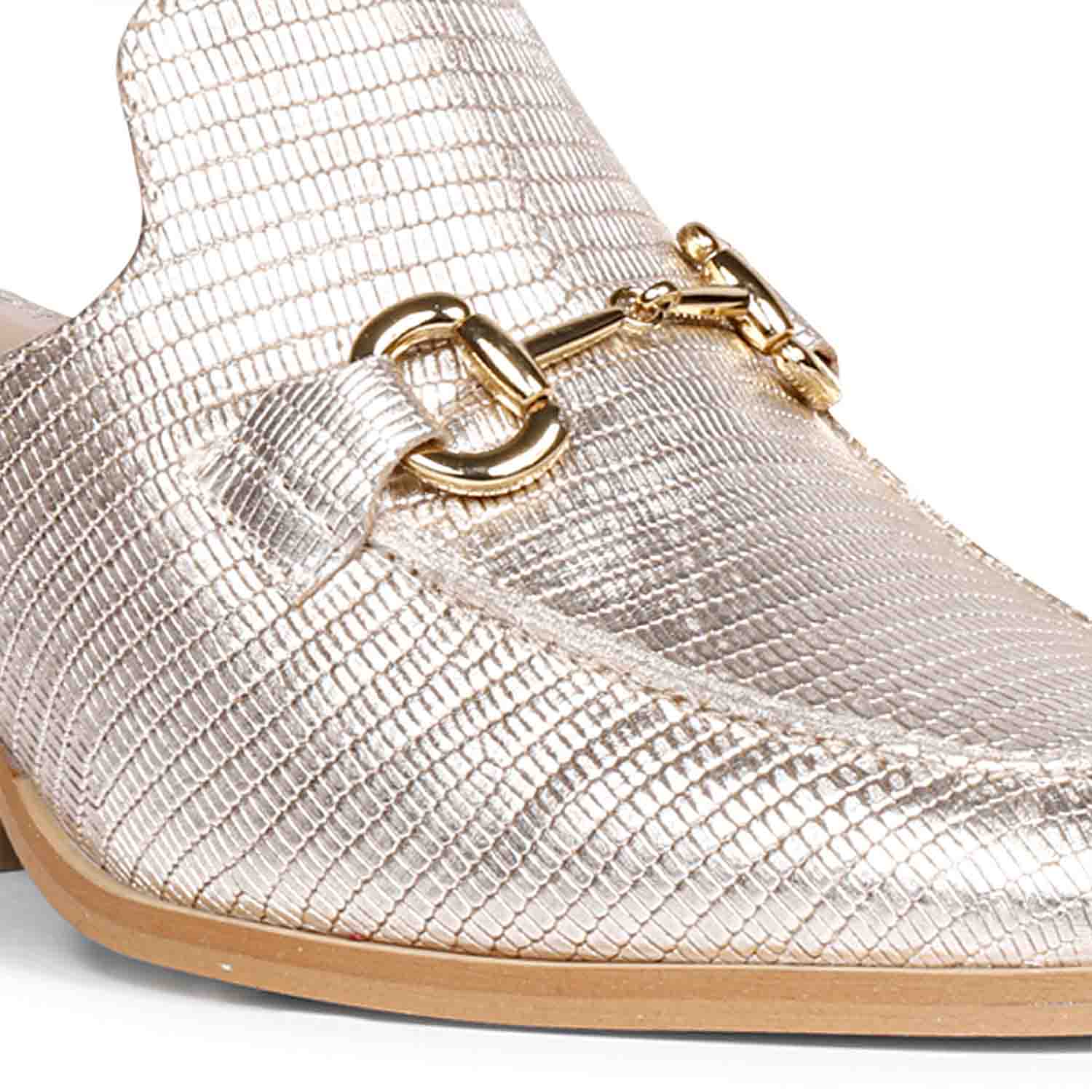 Saint Jasmine Gold Metallic Lizard Print Leather Moccasins - Image 8
