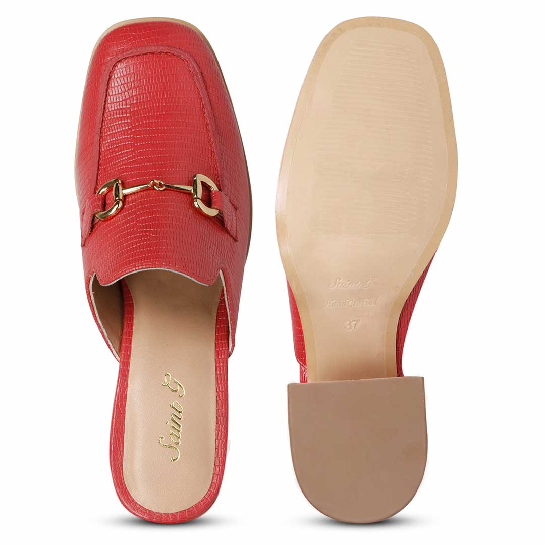 Saint Jasmine Red Lizard Print Leather Moccasins - Image 7