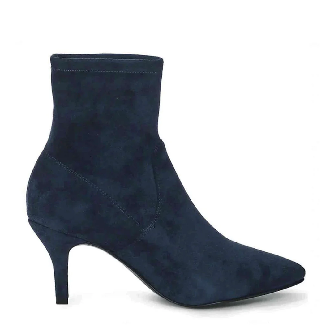 Saint Jemima Blue Stretch Suede Stiletto Ankle Boots
