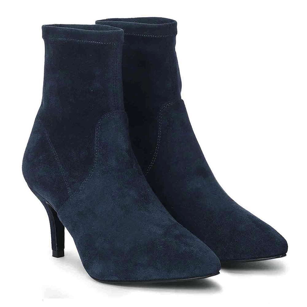 Saint Jemima Blue Stretch Suede Stiletto Ankle Boots - Image 3