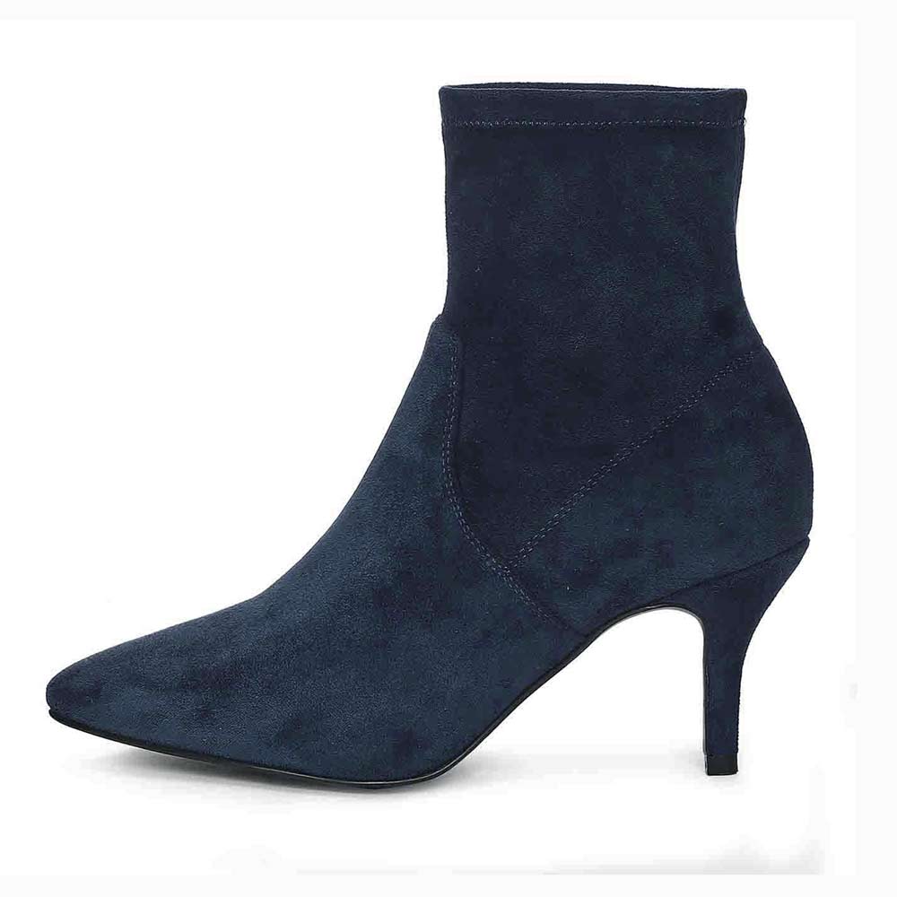 Saint Jemima Blue Stretch Suede Stiletto Ankle Boots - Image 4