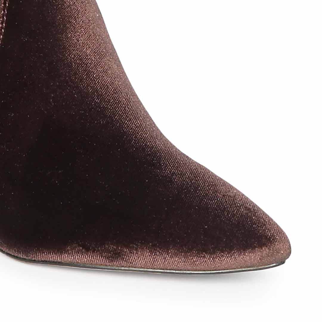 Saint Jemima Bordo Stretch Velvet Knee High Stiletto Boots - Image 7