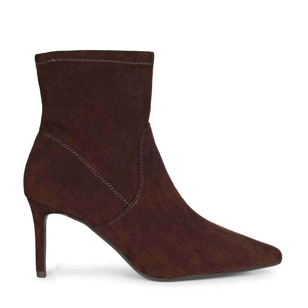 Saint Jemima Brown Stretch Suede Stiletto Ankle Boots