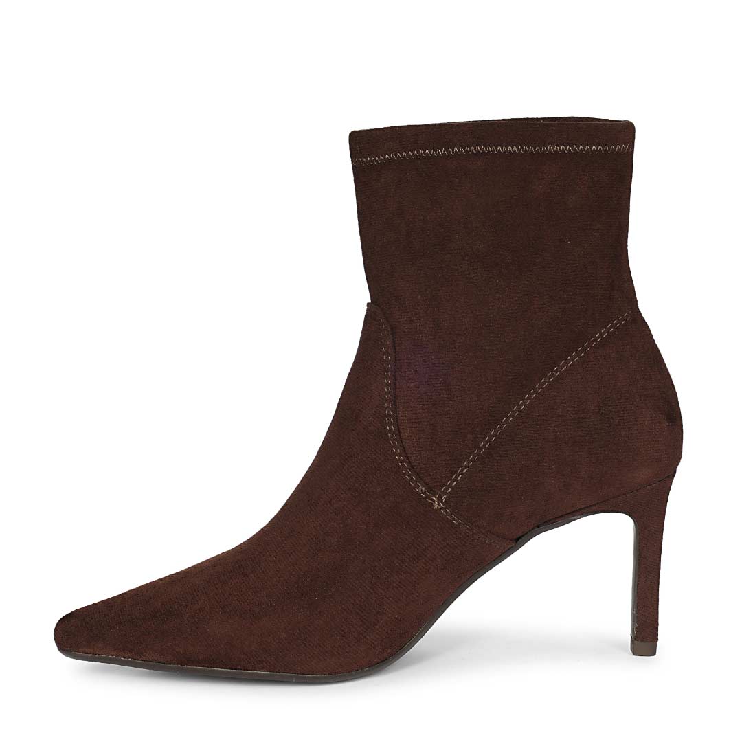 Saint Jemima Brown Stretch Suede Stiletto Ankle Boots - Image 3