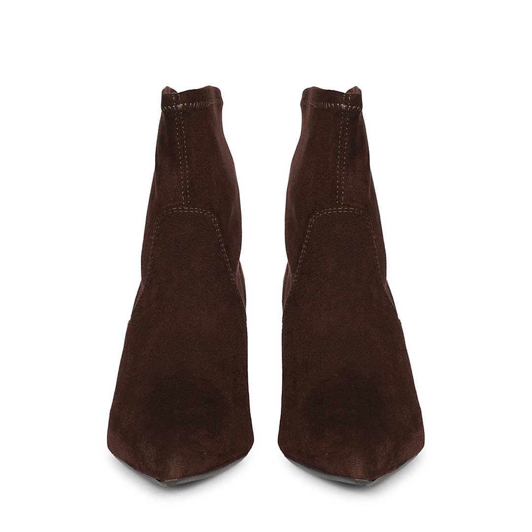 Saint Jemima Brown Stretch Suede Stiletto Ankle Boots - Image 4
