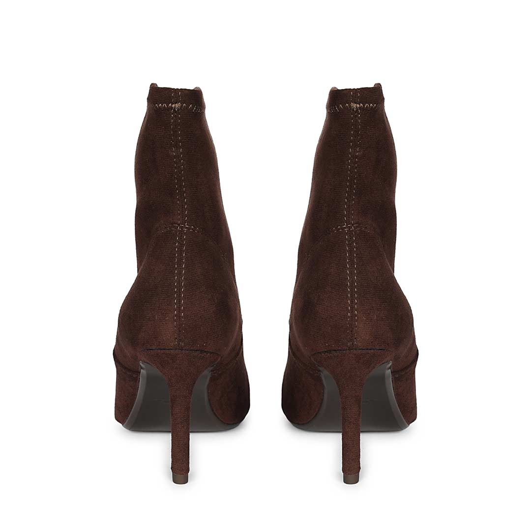 Saint Jemima Brown Stretch Suede Stiletto Ankle Boots - Image 5
