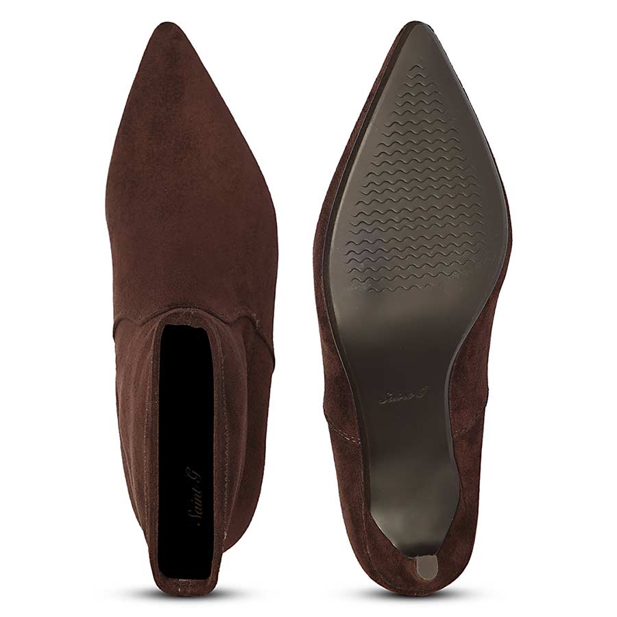 Saint Jemima Brown Stretch Suede Stiletto Ankle Boots - Image 6