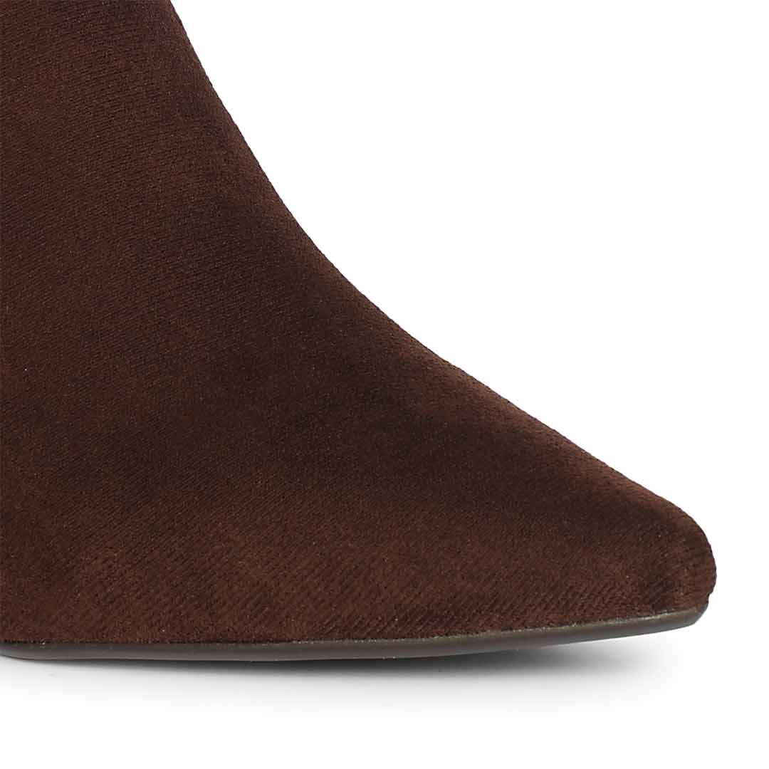 Saint Jemima Brown Stretch Suede Stiletto Ankle Boots - Image 7