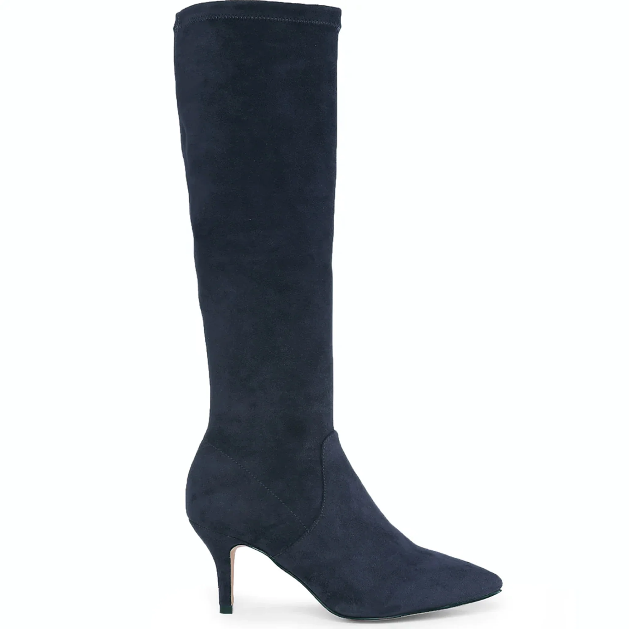 Saint Jemima Navy Stretch Suede Stiletto Long Boots