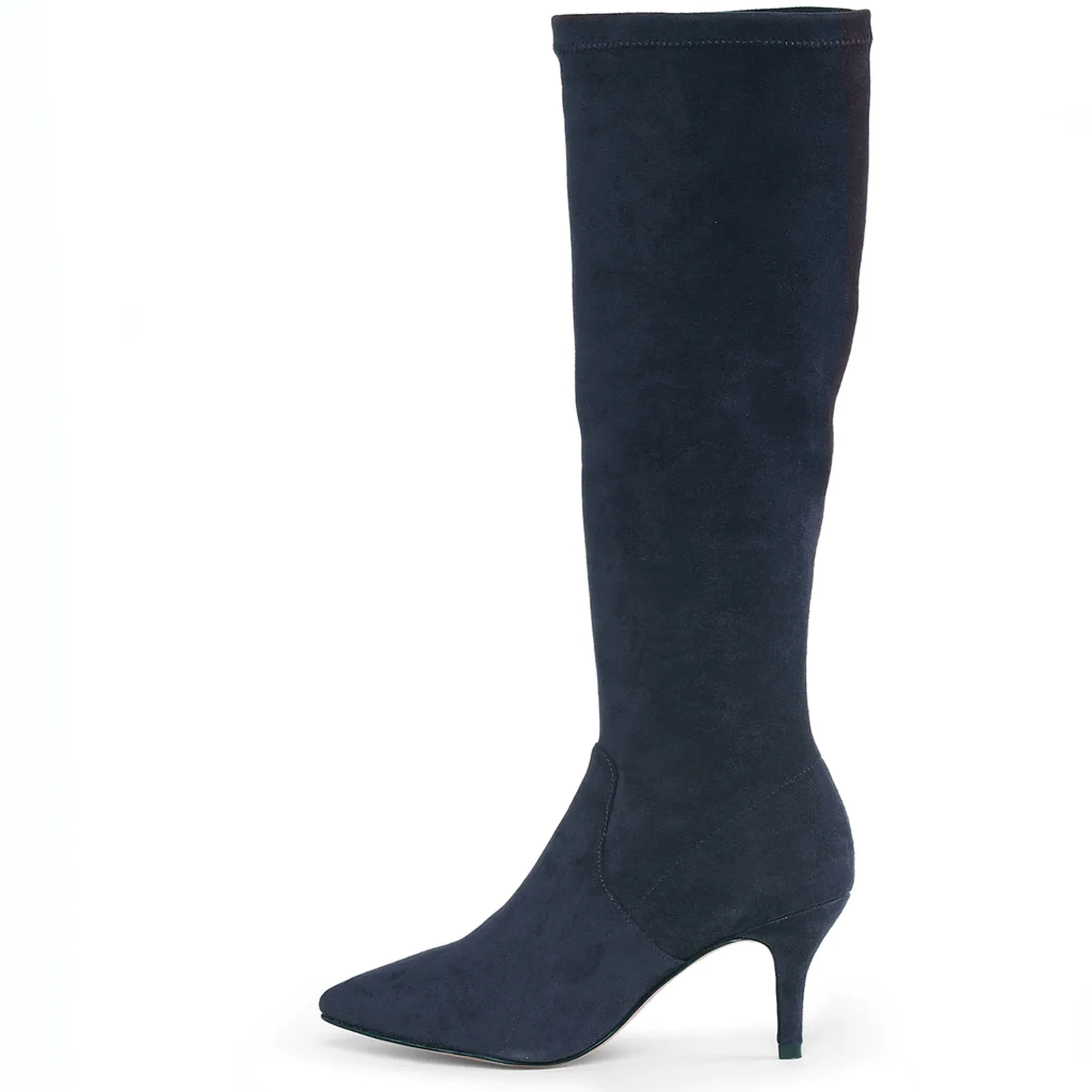 Saint Jemima Navy Stretch Suede Stiletto Long Boots - Image 4