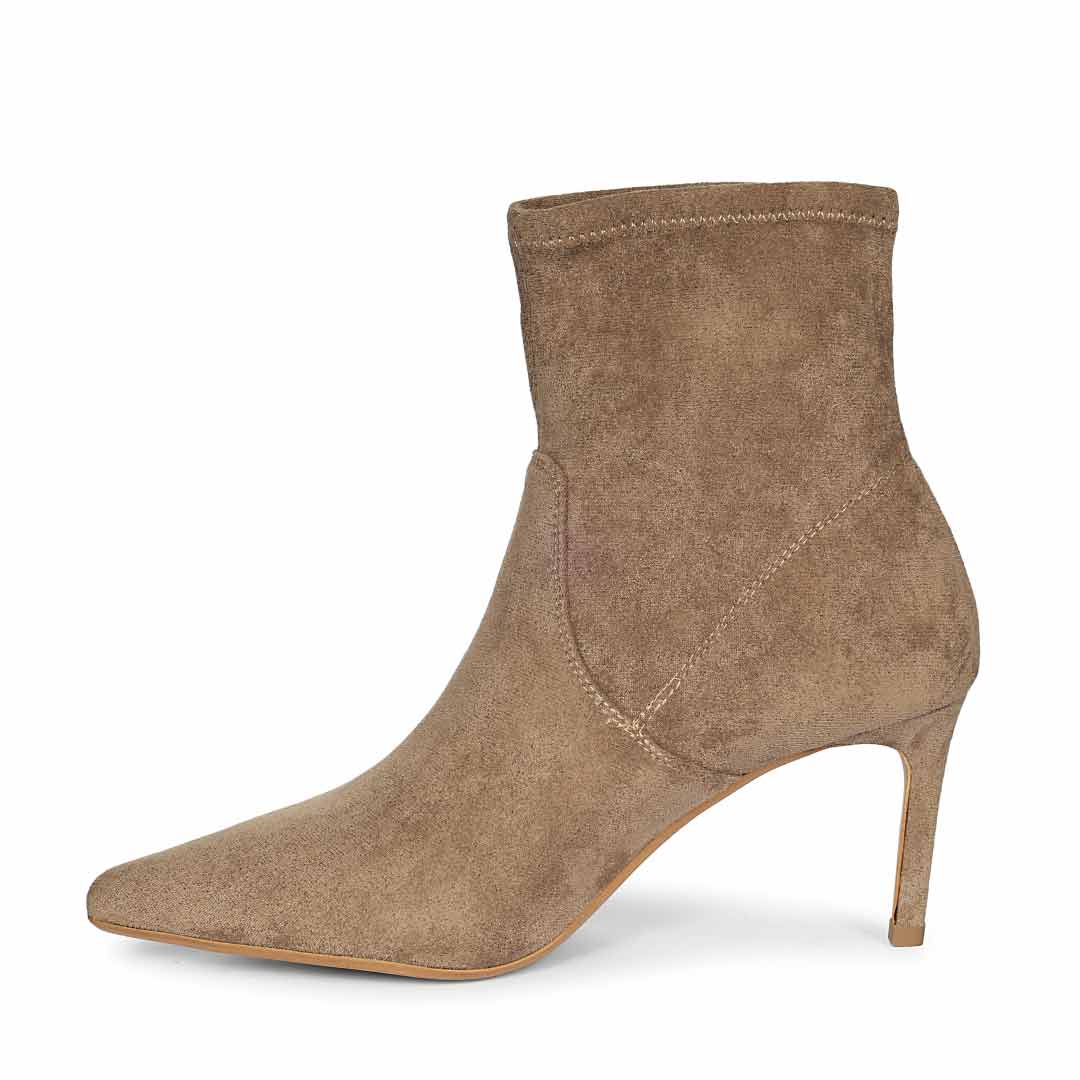 Saint Jemima Taupe Stretch Suede Stilettos Ankle Boots - Image 4