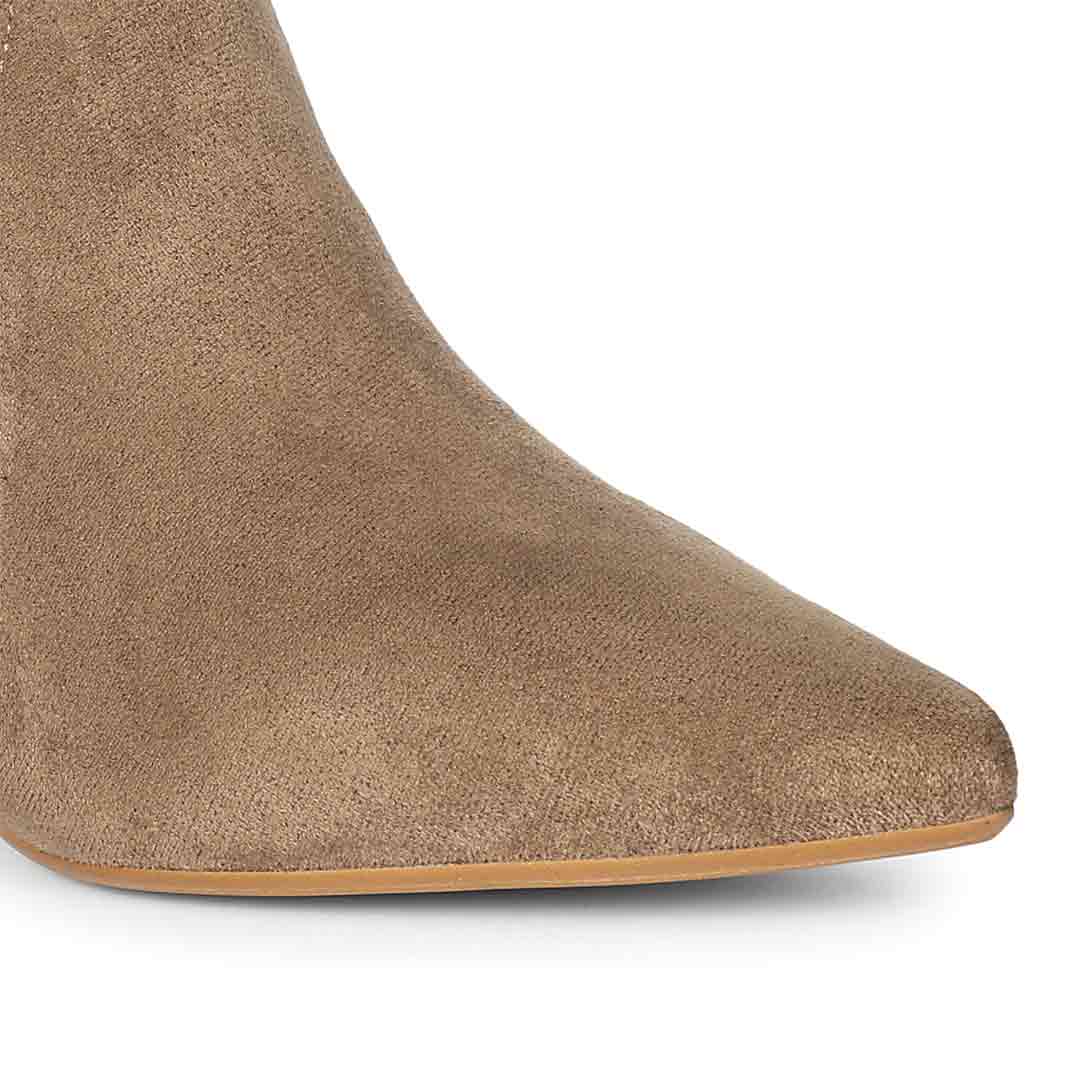 Saint Jemima Taupe Stretch Suede Stilettos Ankle Boots - Image 7
