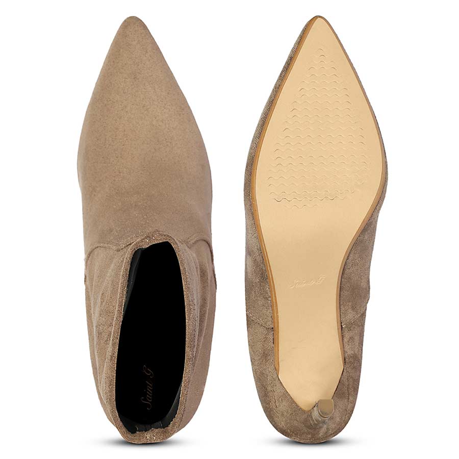 Saint Jemima Taupe Stretch Suede Stilettos Ankle Boots - Image 8