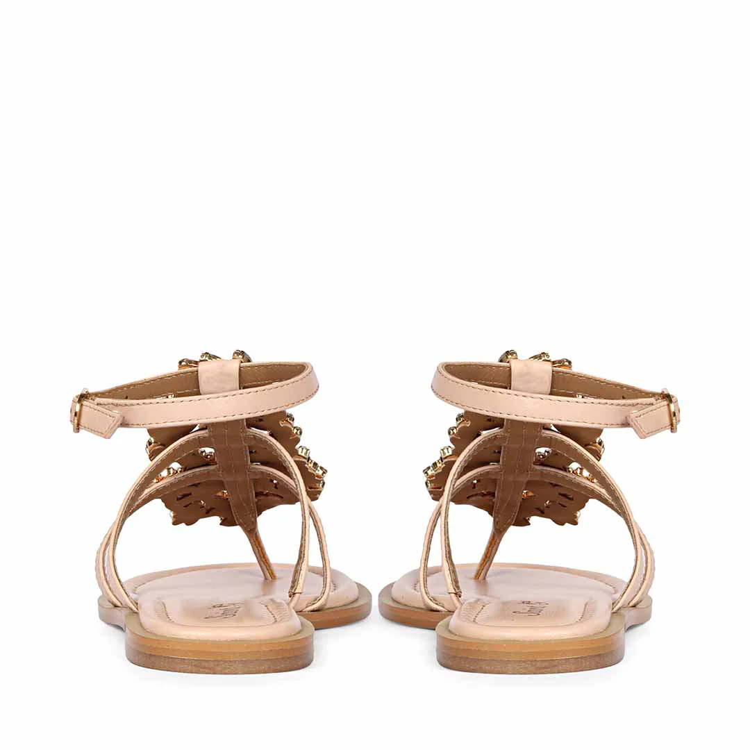 Saint Jenna Silver Stone Adorned Pink Leather Flat Sandals - Image 6