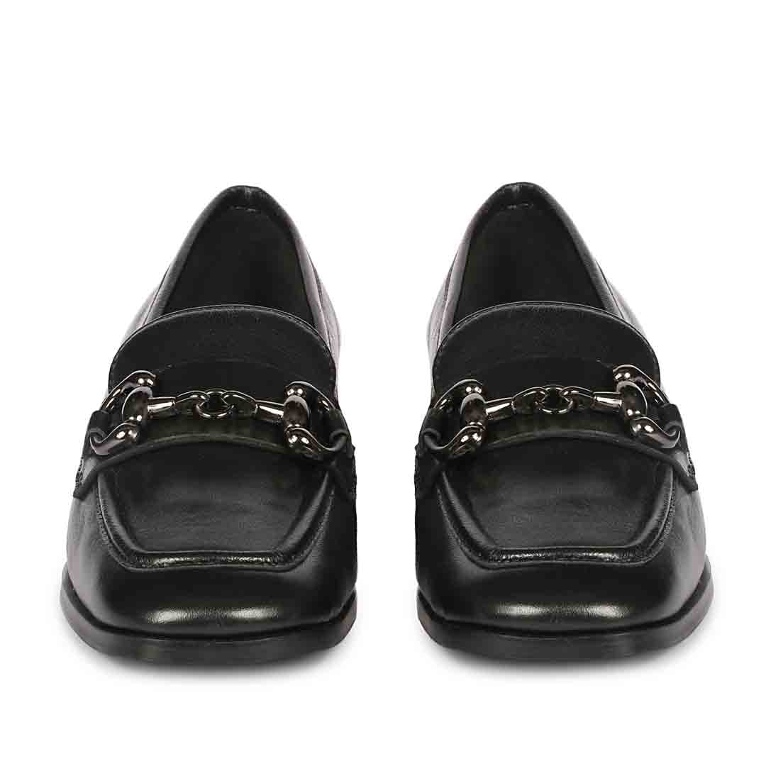 Saint Jenny Black Leather Handcrafted Moccasins - Image 3