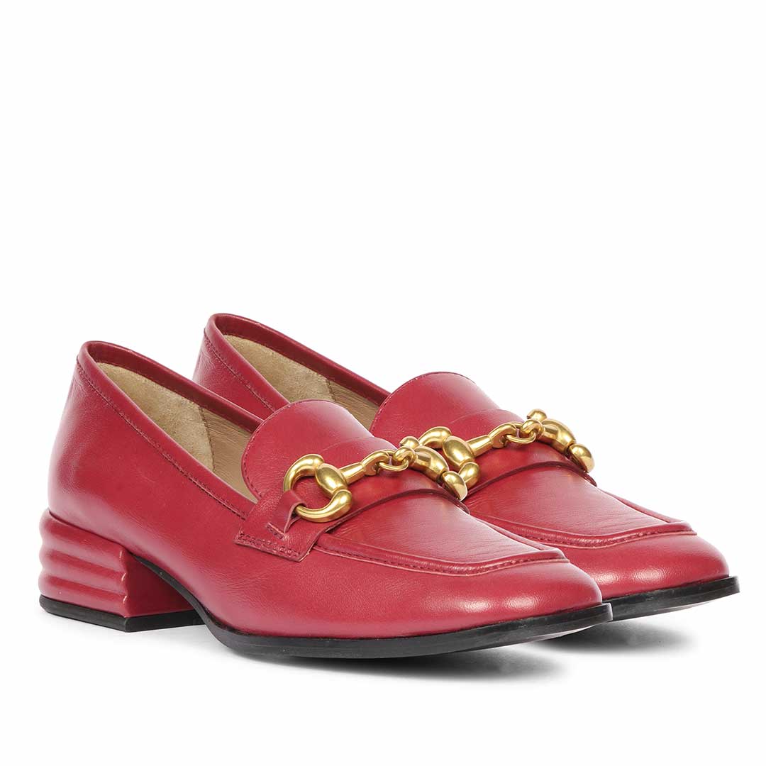 Saint Jenny Cherry Leather Handcrafted Moccasins - Image 2