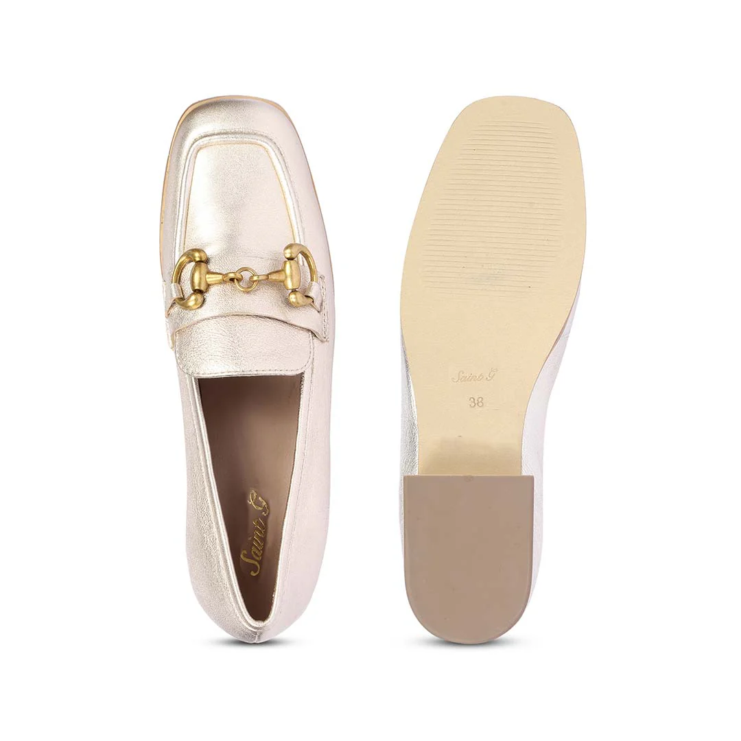 Saint Jenny Gold Leather Handcrafted Moccasins - Image 6