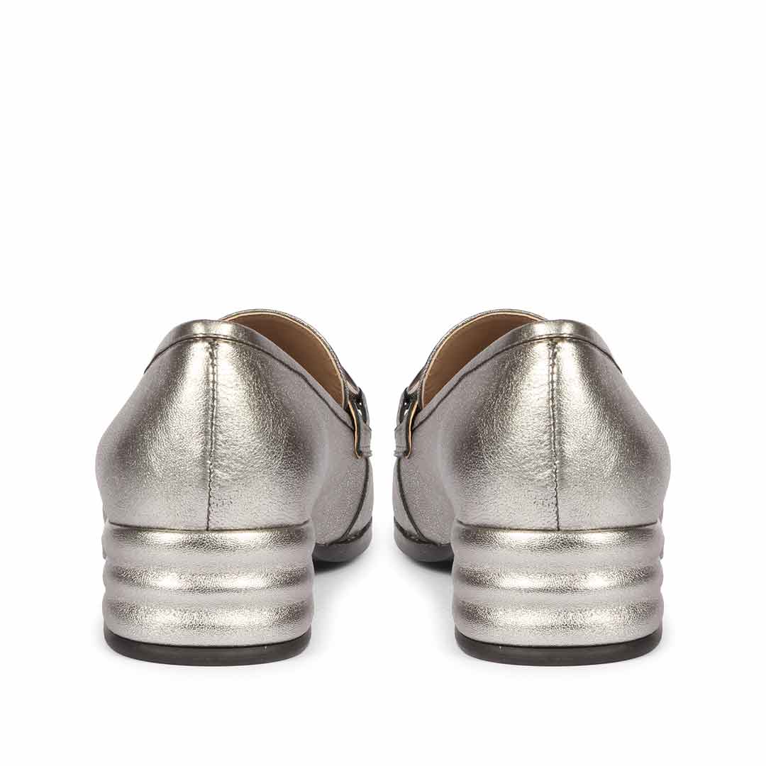 Saint Jenny Gunmetal Leather Handcrafted Moccasins - Image 6