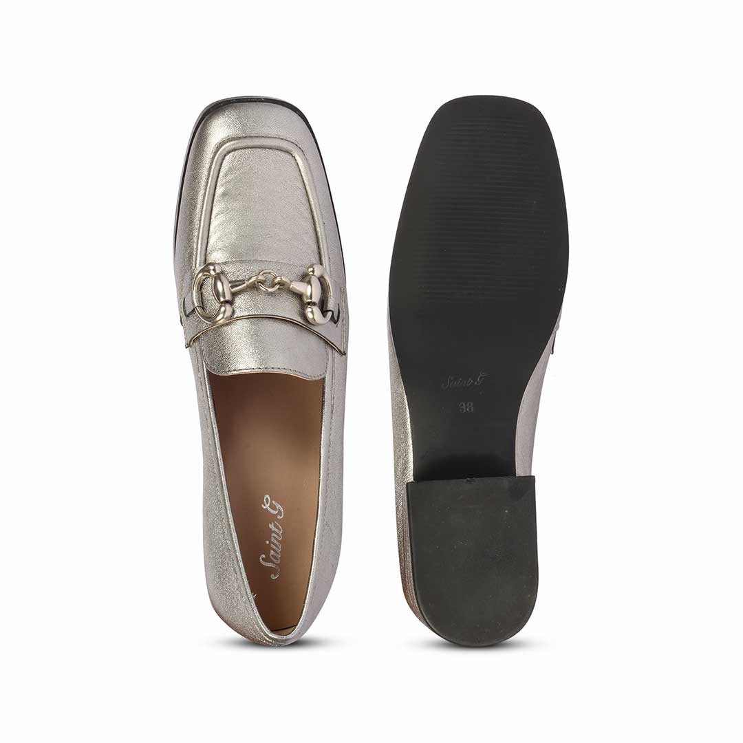 Saint Jenny Gunmetal Leather Handcrafted Moccasins - Image 7