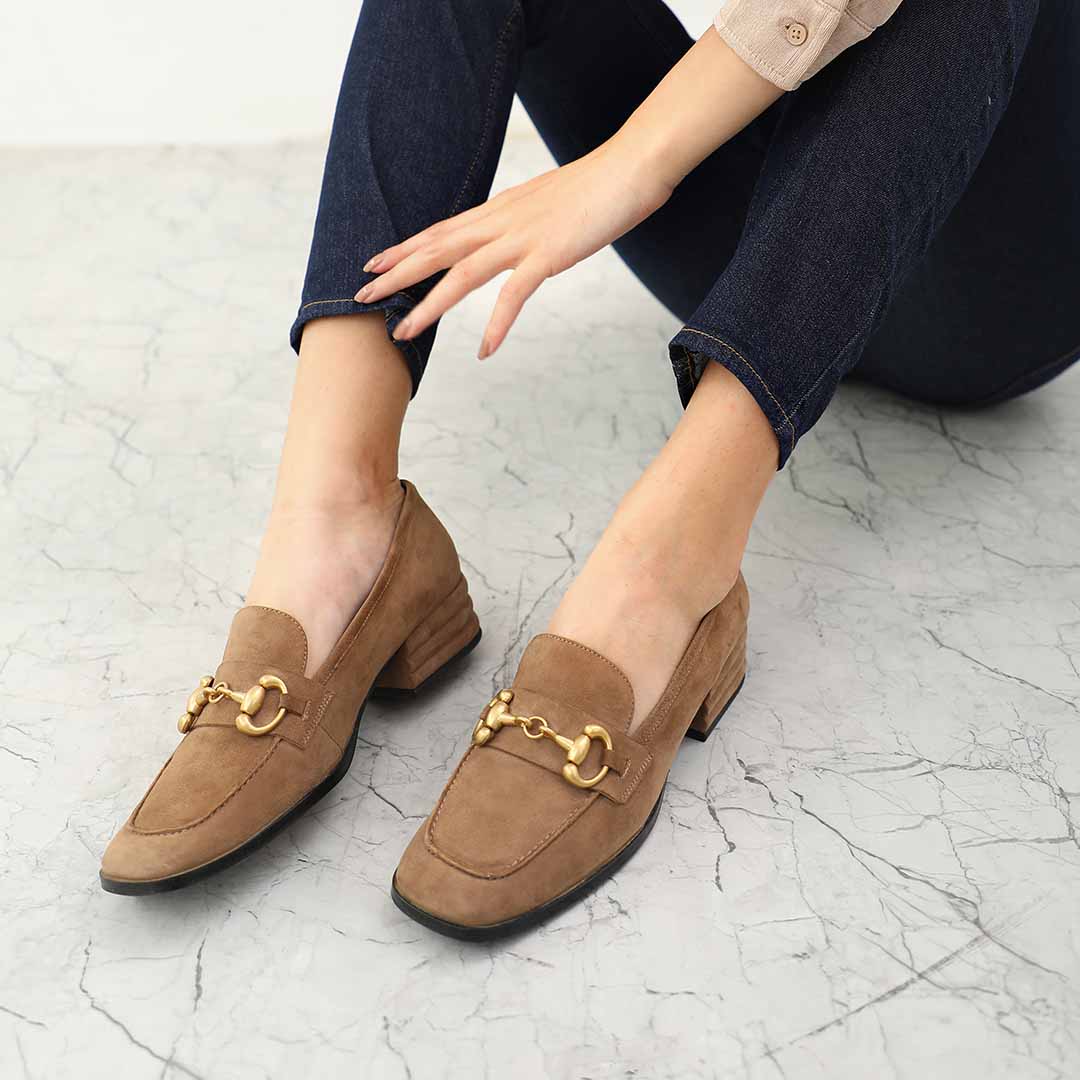 Saint Jenny Taupe Suede Leather Handcrafted Moccasins - Image 2