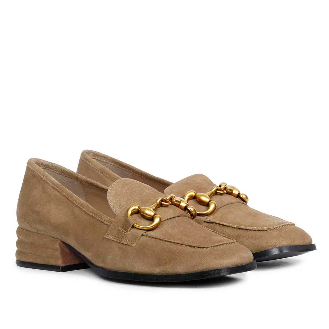 Saint Jenny Taupe Suede Leather Handcrafted Moccasins - Image 3