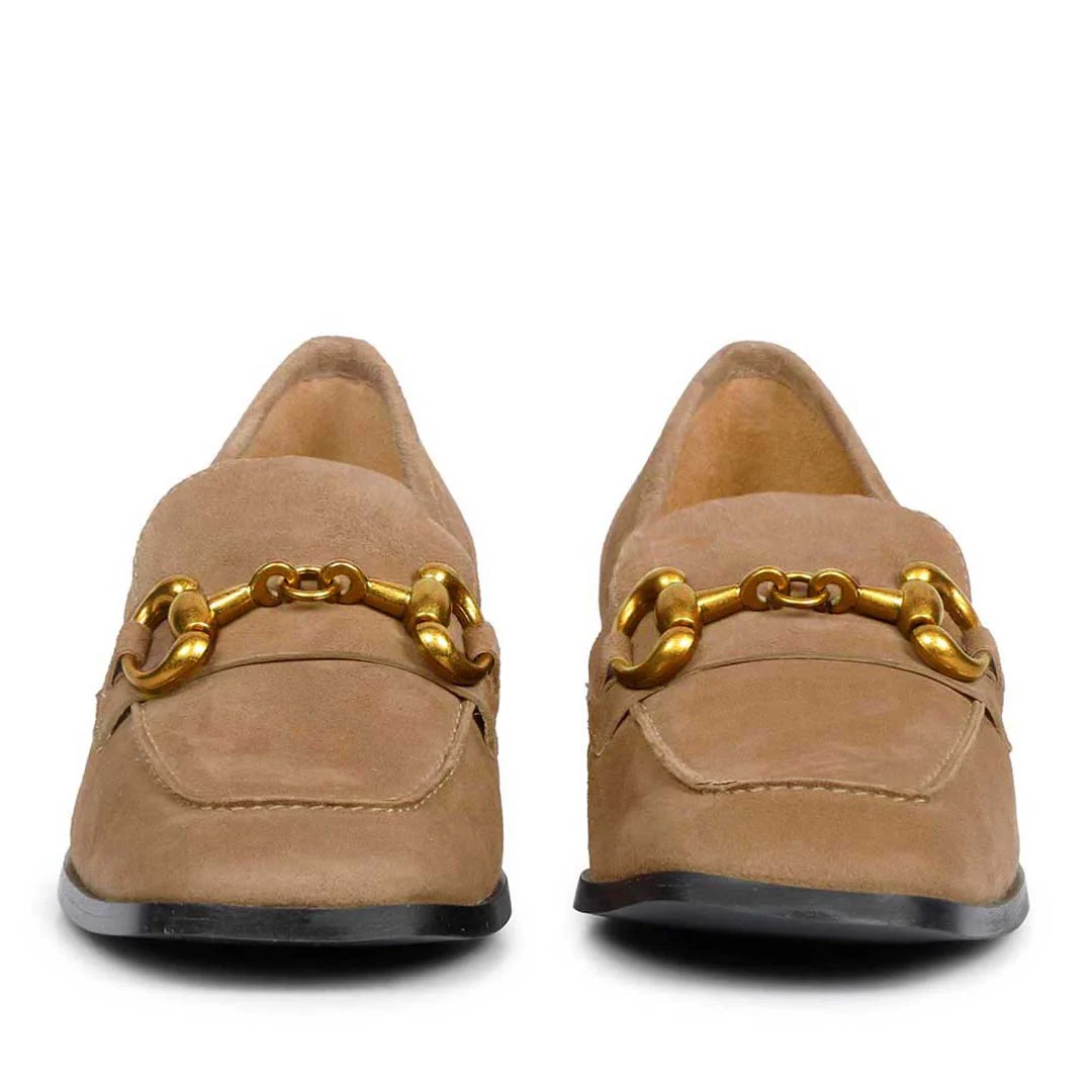 Saint Jenny Taupe Suede Leather Handcrafted Moccasins - Image 5