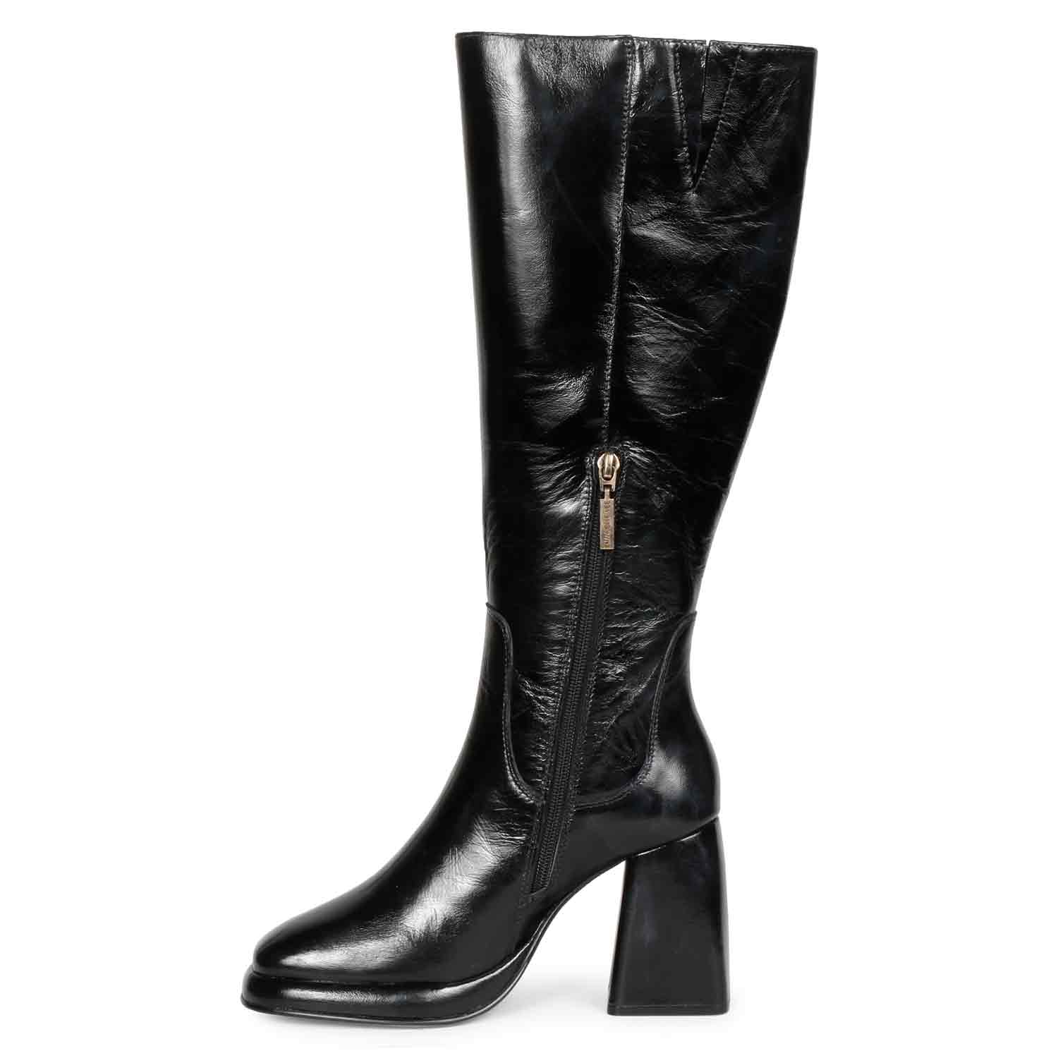 Saint Jolène Black Harrod Patent Leather Long Boots - Image 4