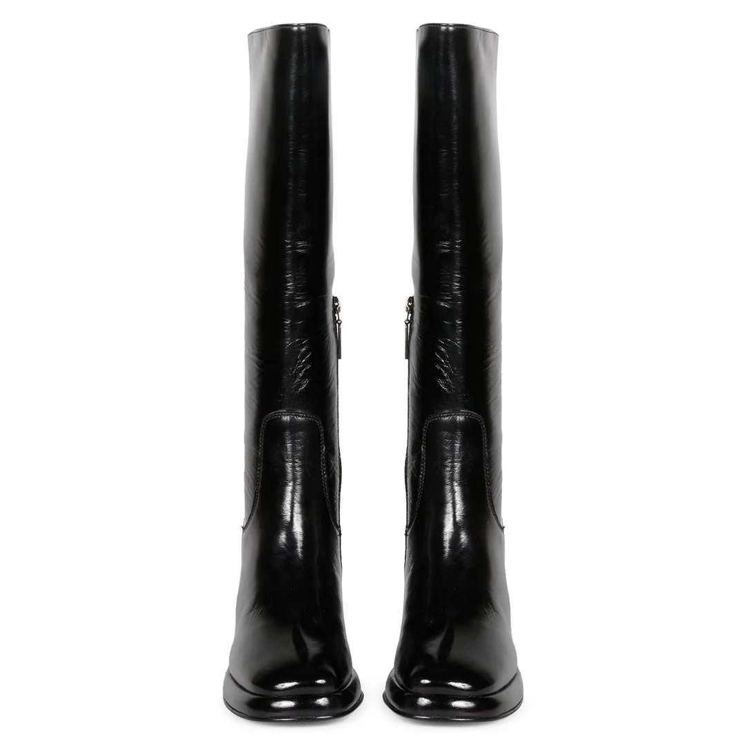 Saint Jolène Black Harrod Patent Leather Long Boots - Image 5
