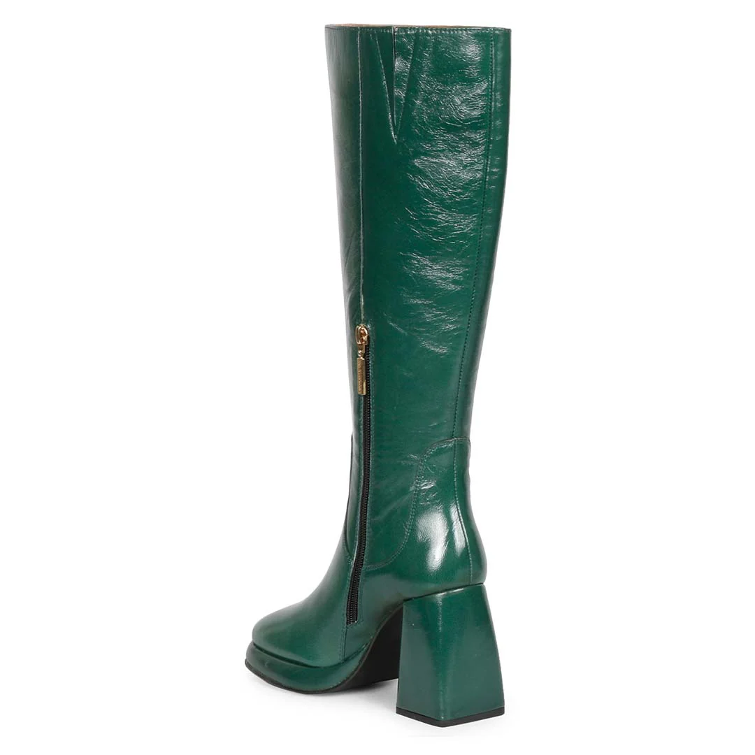 Saint Jolène Green Harrod Patent Leather Long Boots - Image 8