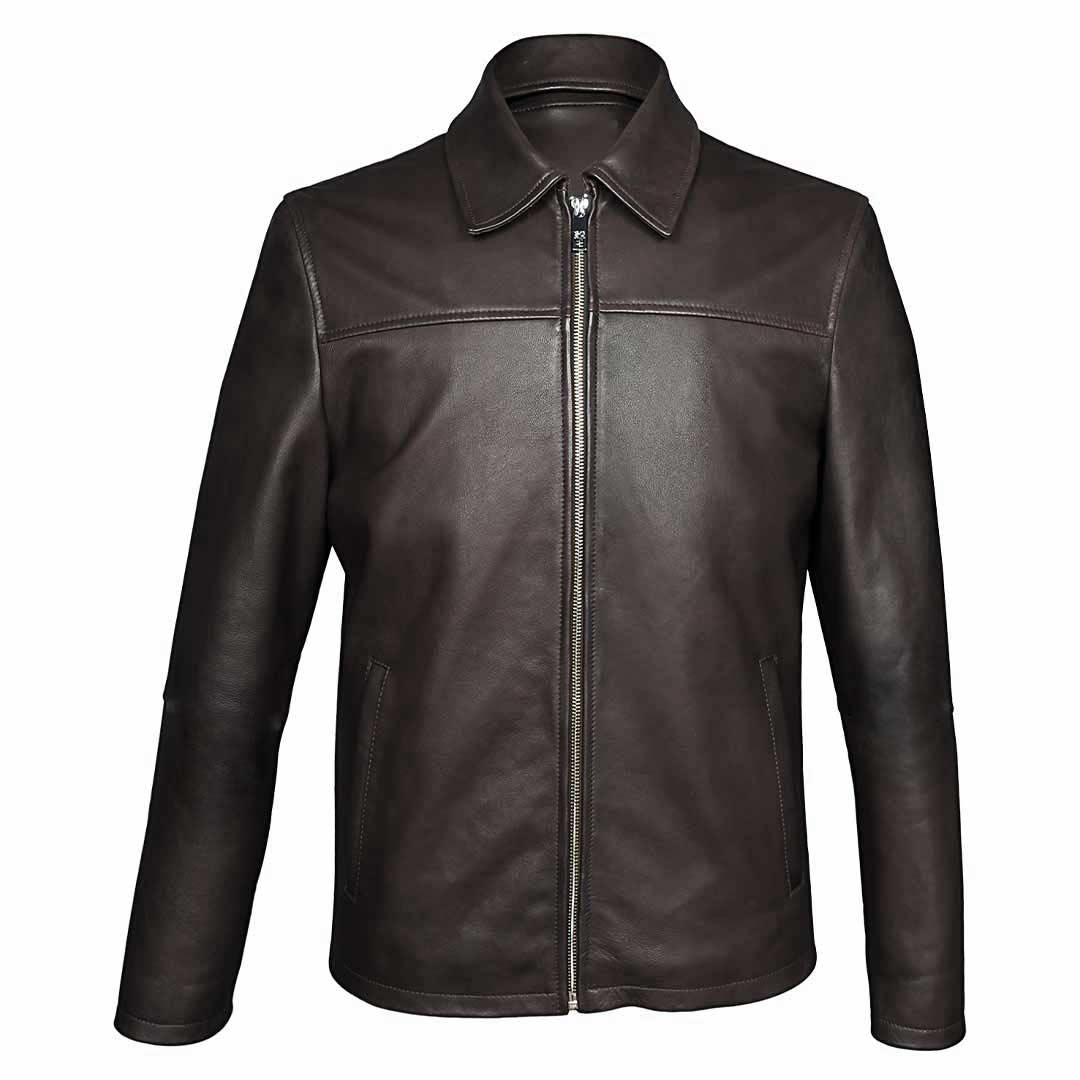 Saint Jory chocolate Leather Men's Jacket - Image 2