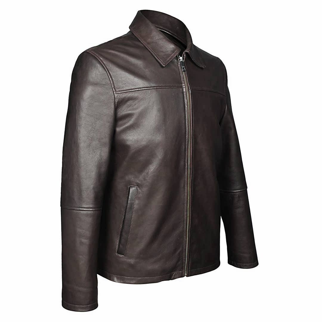 Saint Jory chocolate Leather Men's Jacket - Image 3