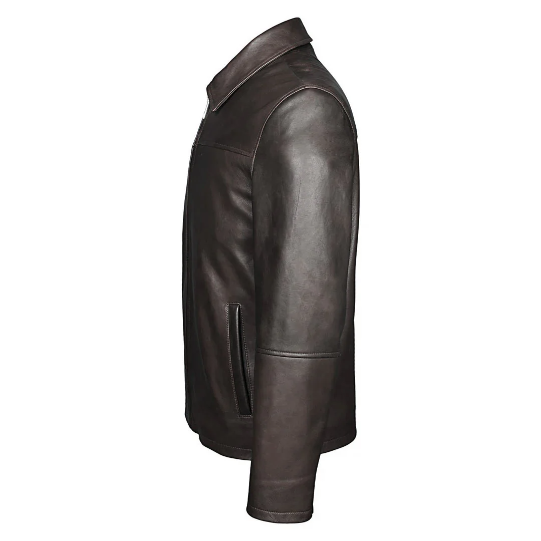 Saint Jory chocolate Leather Men's Jacket - Image 4