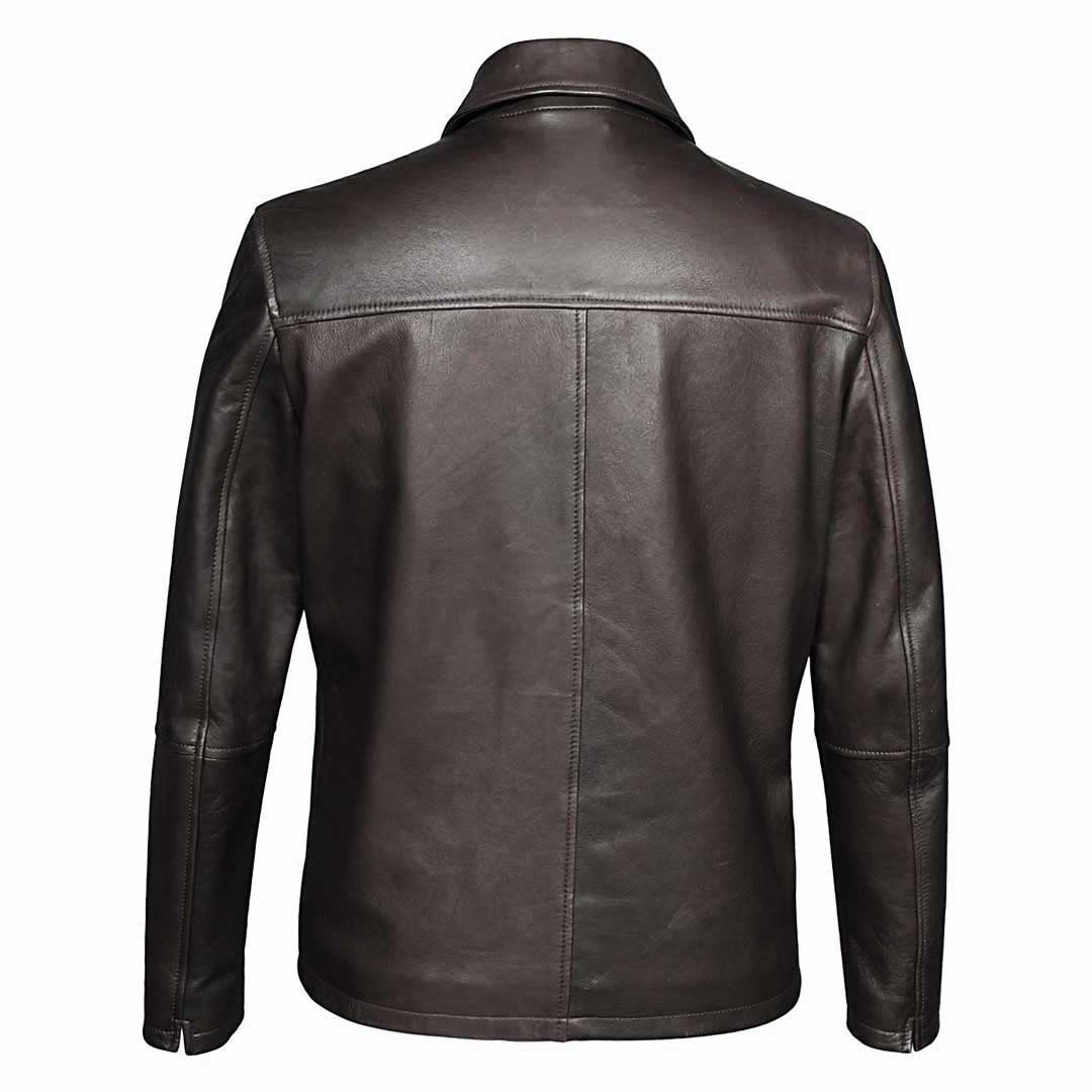Saint Jory chocolate Leather Men's Jacket - Image 5