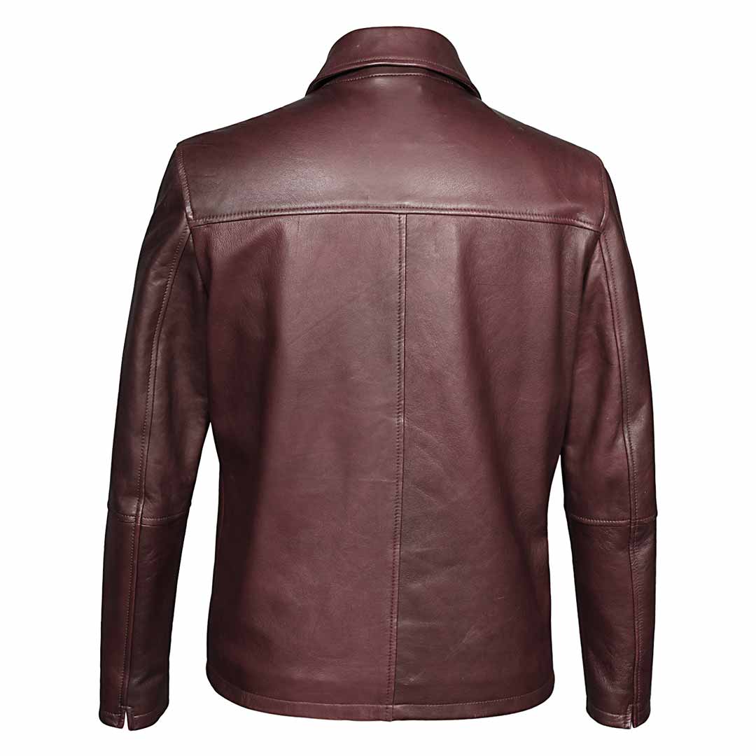 Saint Jory Maroon Leather Men's Jacket - Image 5