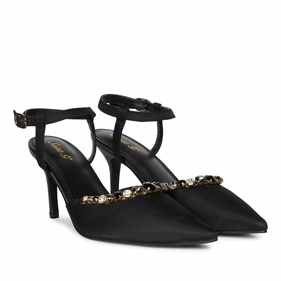 Saint Josie Black Snake Print Leather Pumps - Image 2