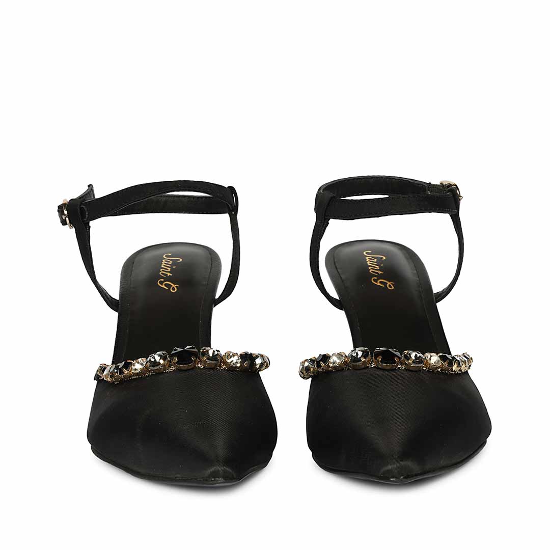 Saint Josie Black Snake Print Leather Pumps - Image 4