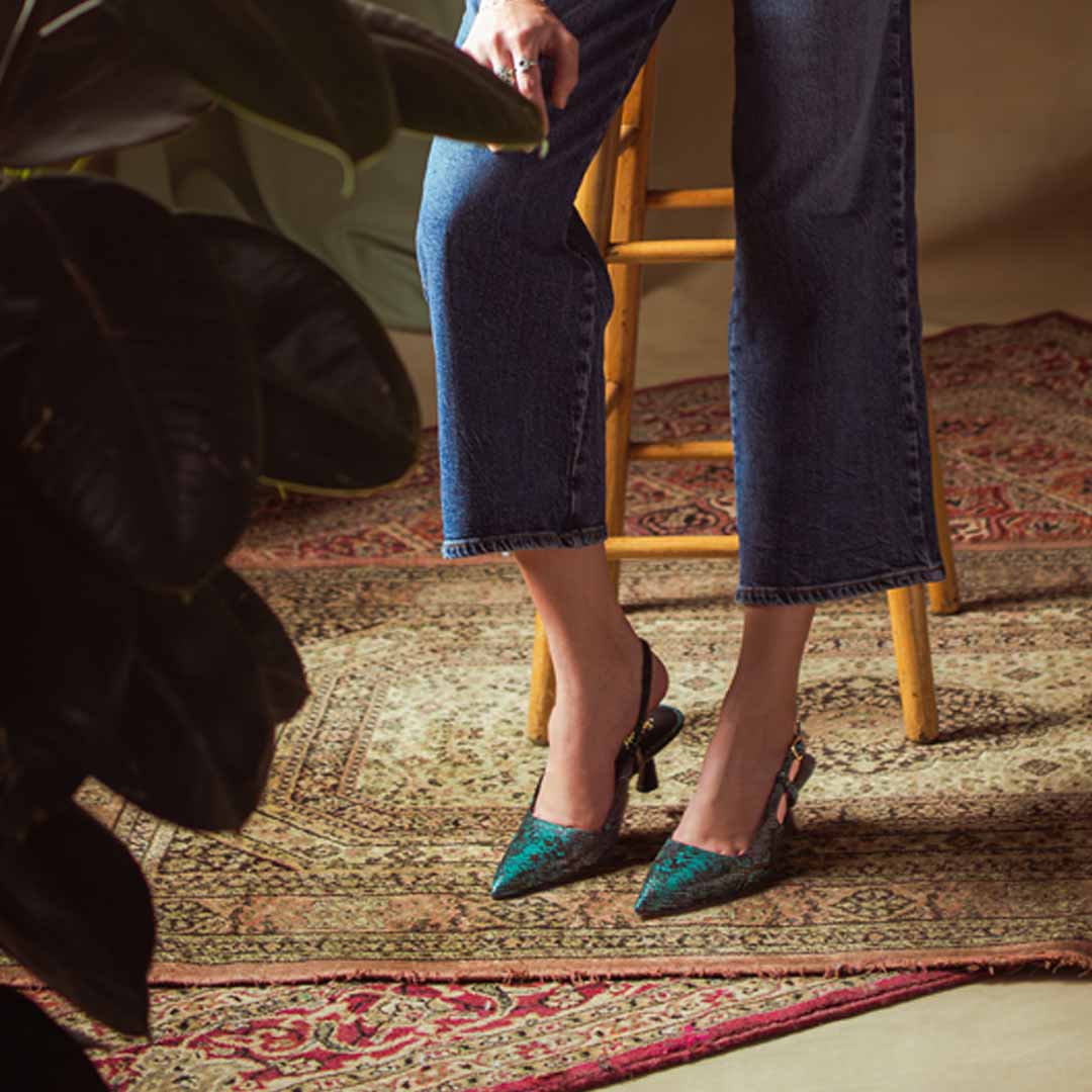 Saint Josie Green Snake Print Leather Pumps - Image 2