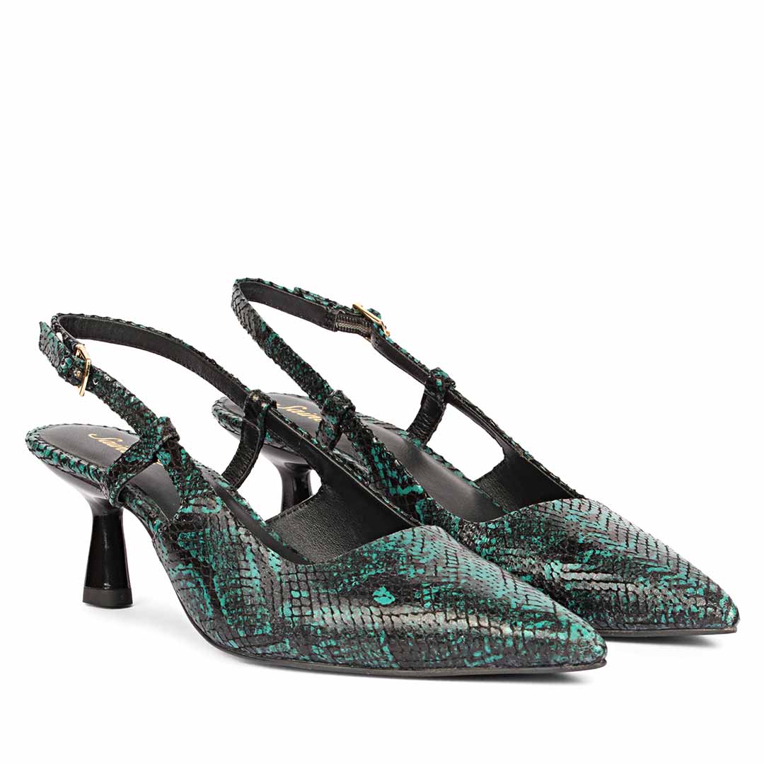 Saint Josie Green Snake Print Leather Pumps - Image 3