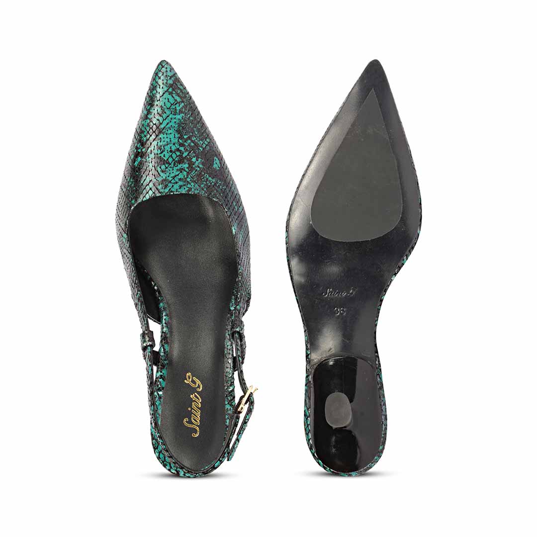 Saint Josie Green Snake Print Leather Pumps - Image 7