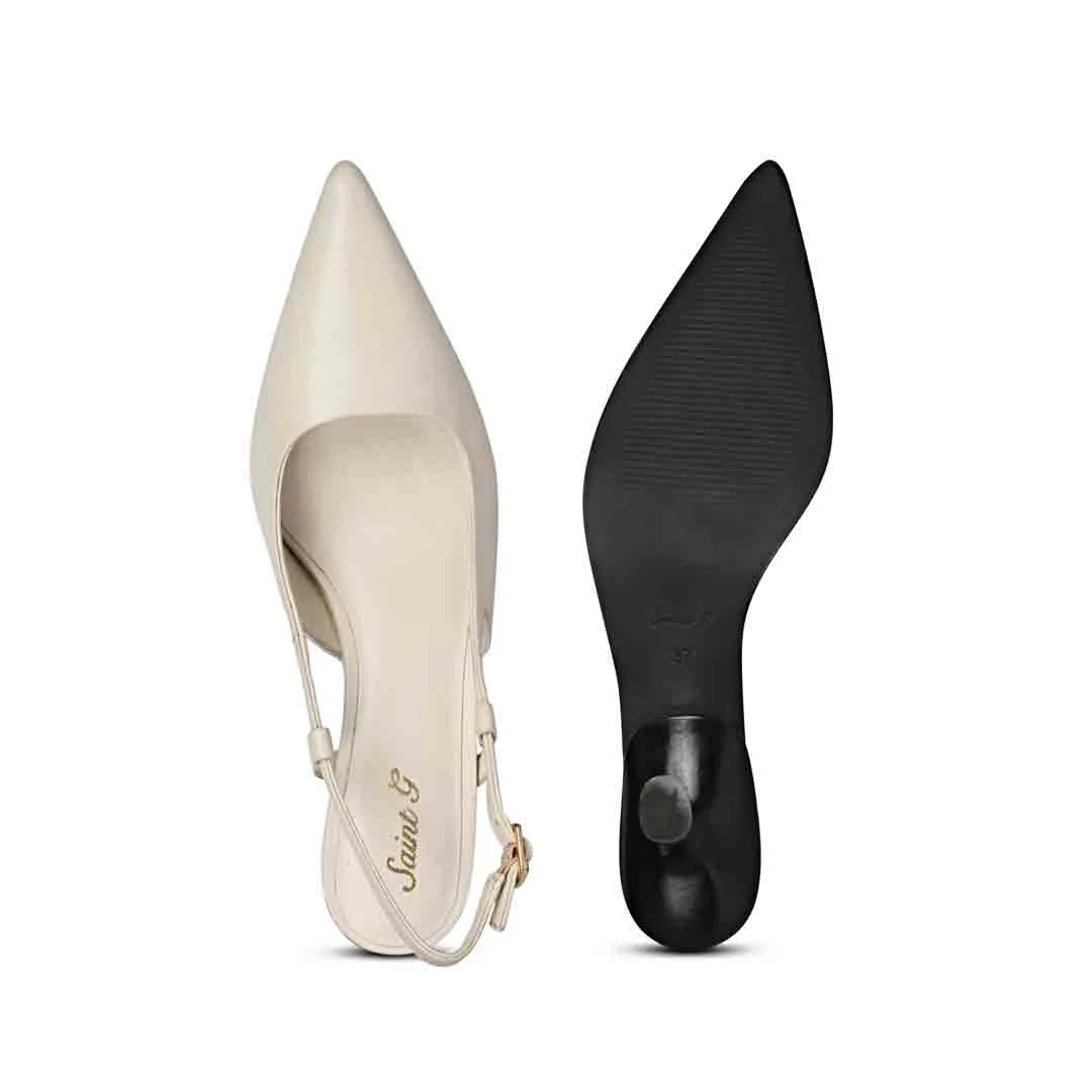 Saint Josie Offwhite Leather Pumps - Image 8