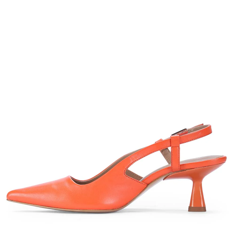 Saint Josie Orange Leather Pumps - Image 4