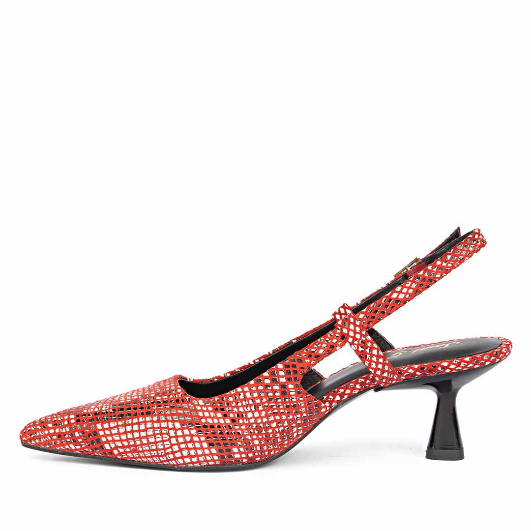 Saint Josie Red Snake Print Leather Pumps - Image 4