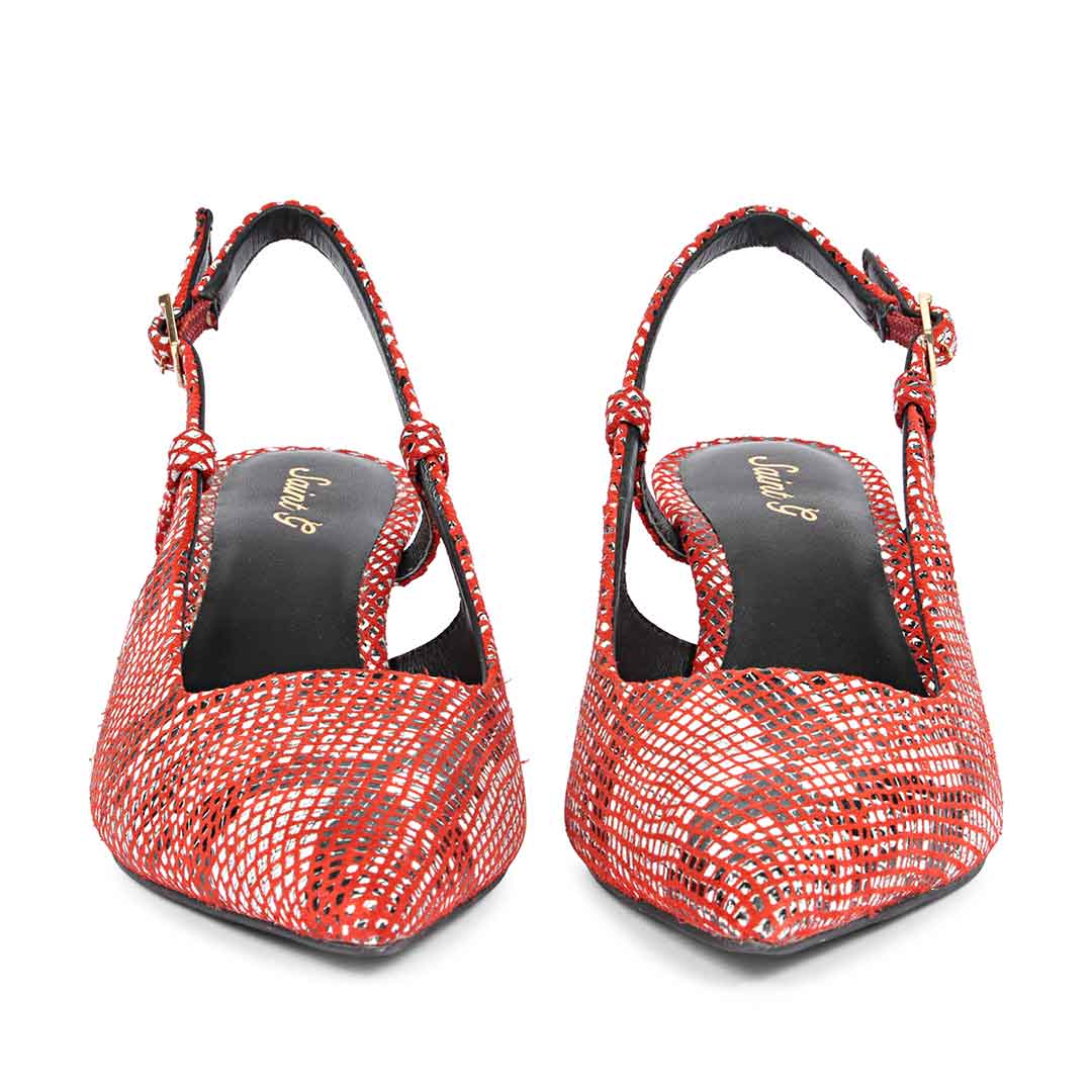Saint Josie Red Snake Print Leather Pumps - Image 5