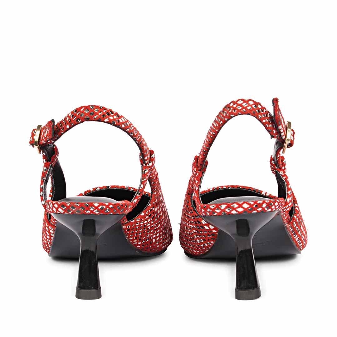 Saint Josie Red Snake Print Leather Pumps - Image 6