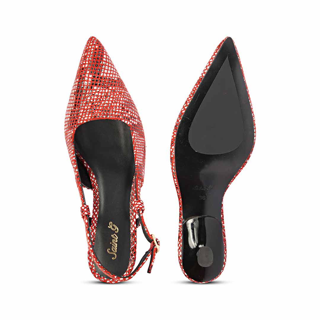 Saint Josie Red Snake Print Leather Pumps - Image 7