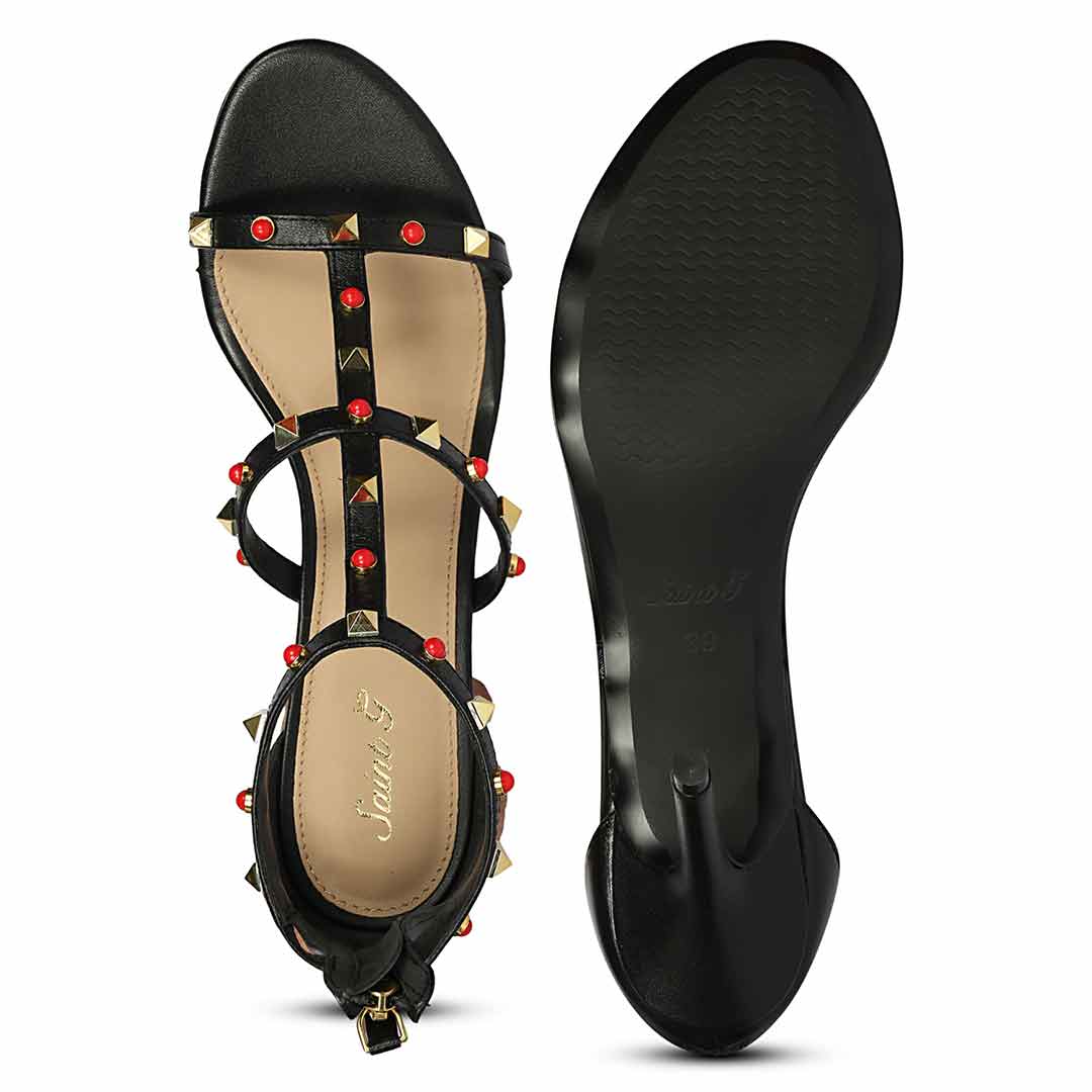 Saint Juniper Studded Black Leather Stilettos - Image 6