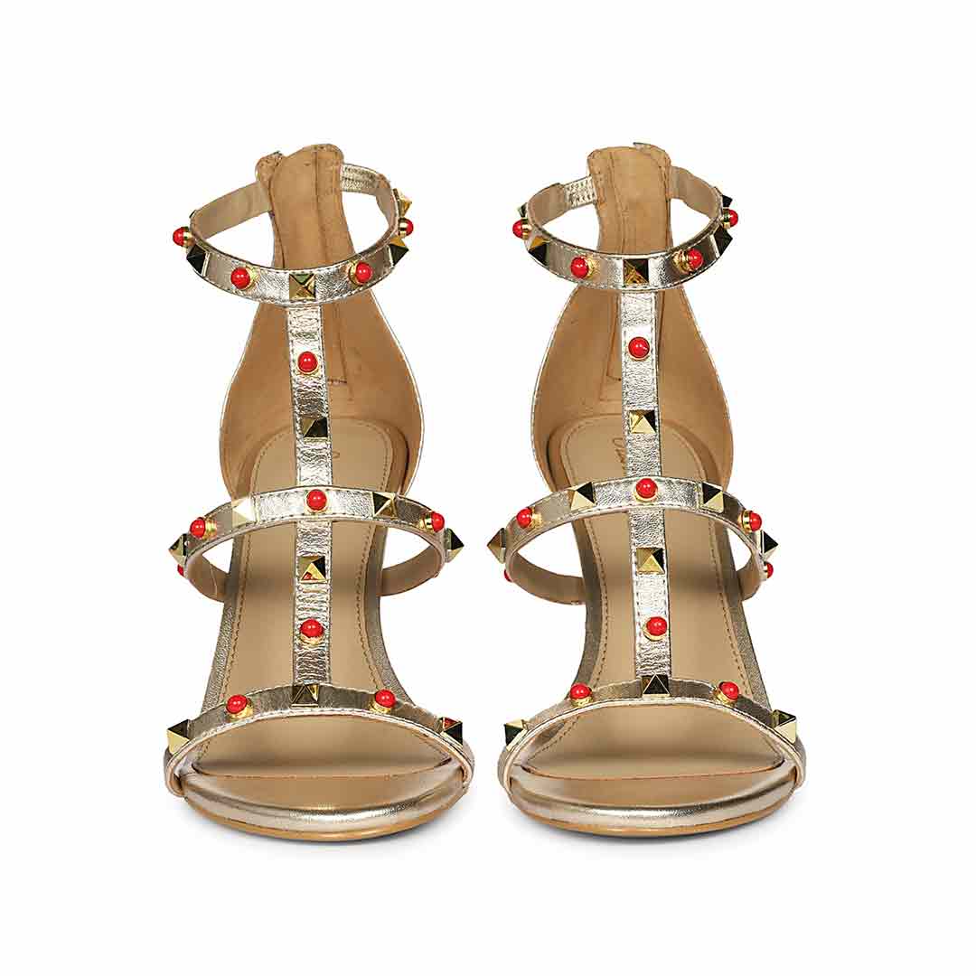 Saint Juniper Studded Metallic Gold Leather Stilettos - Image 5