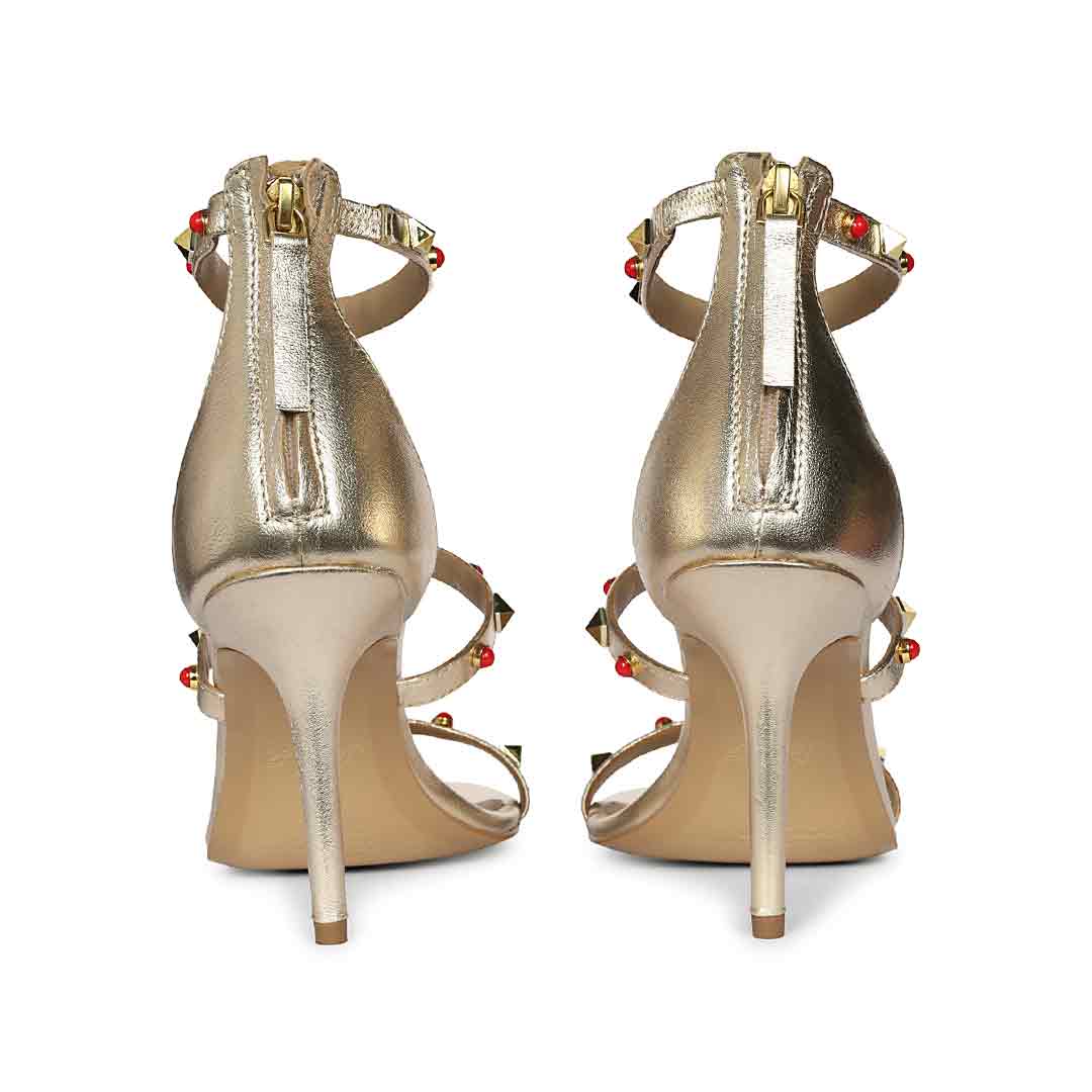 Saint Juniper Studded Metallic Gold Leather Stilettos - Image 6