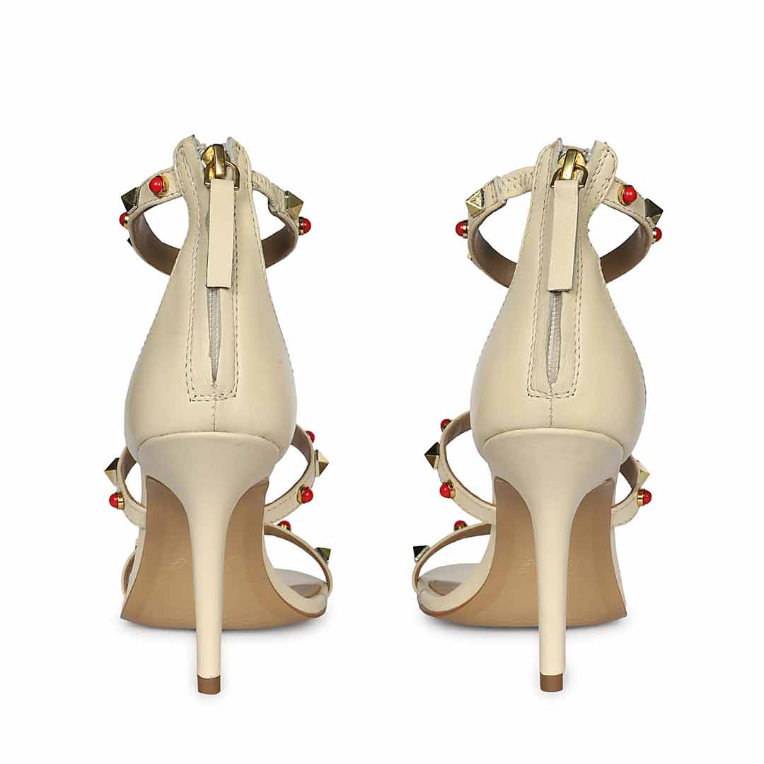 Saint Juniper Studded Off-White Leather Stilettos - Image 5