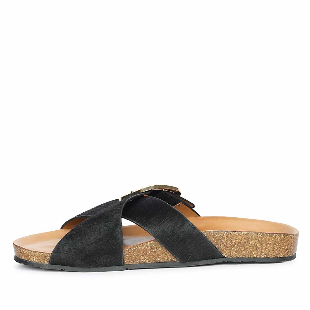 Saint Juno Black Pony Leather Sandals - Image 4